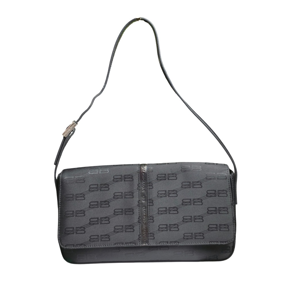 Balenciaga Shoulder Bag Black BB Monogram Jacquard Nylon Canvas Luxury Designer